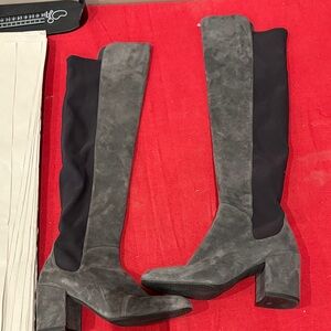 Stuart Weitzman Gray and Black Knee-High Boots